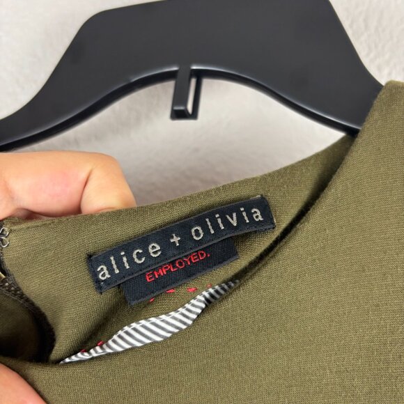 Alice + Olivia Employe Womens Olive Short Sleeve Classic Mini Bodycon Dress XS - Picture 6 of 9